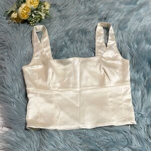 Aritzia Wilfred Shine Satin Bustier Ivory sz XS
